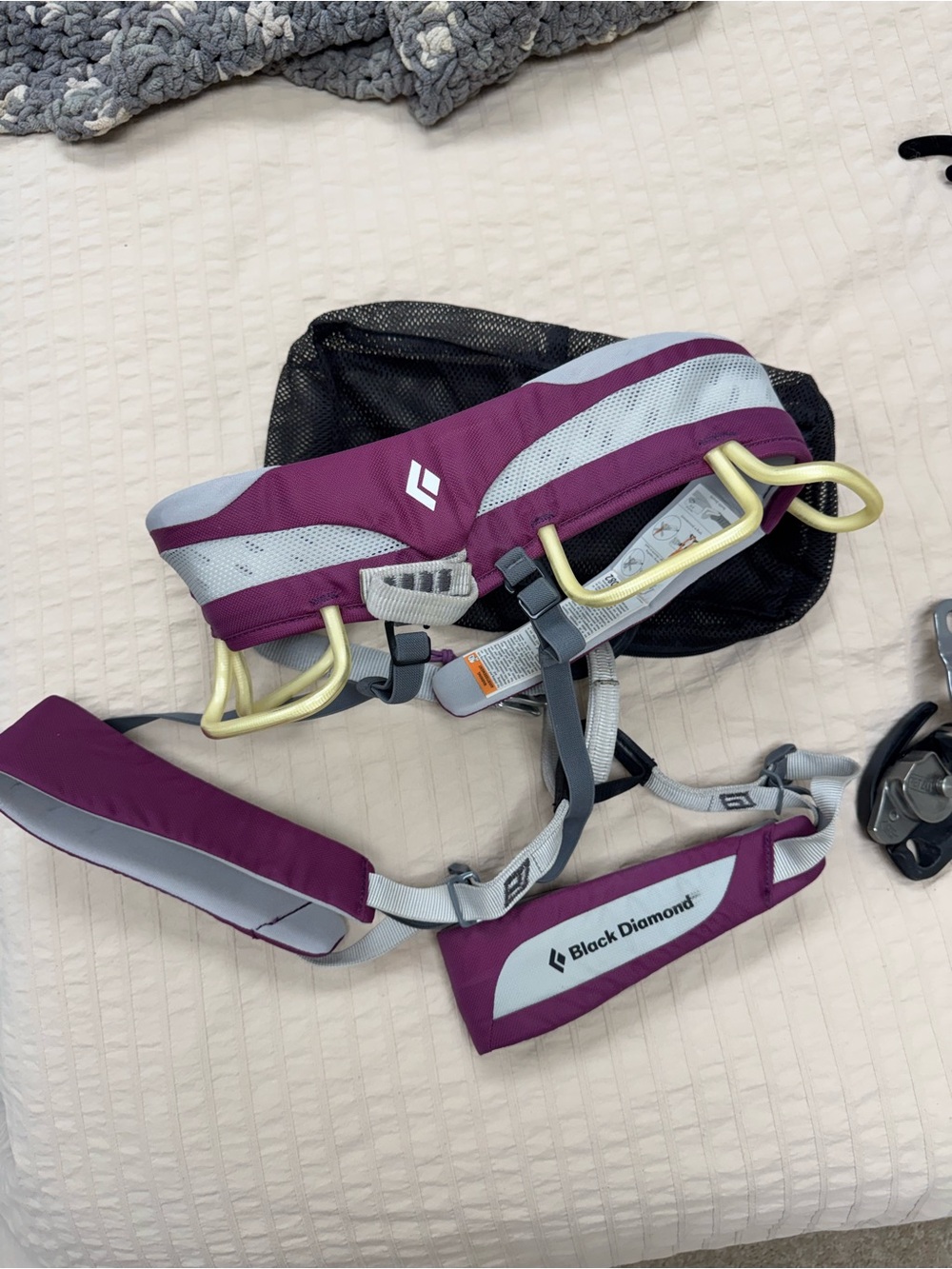 Black Diamond Women’s Purple Climbing Harness with Petzl Grigri Belay Device